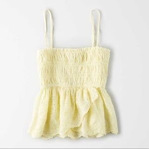 NWOT American Eagle Yellow Smocked Tank Top, Size Small